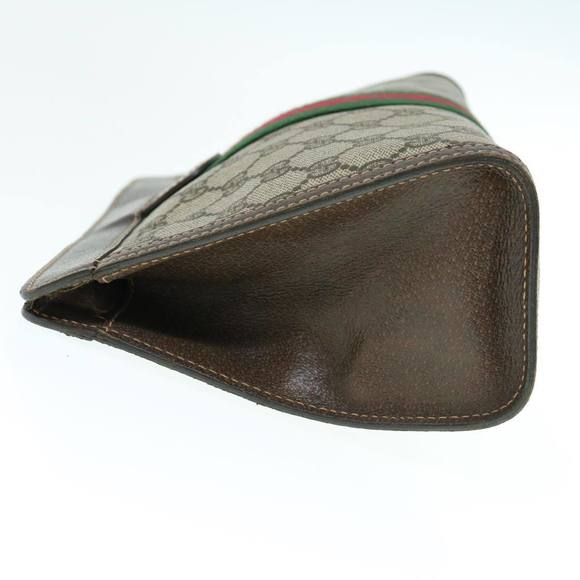 GUCCI GG Supreme Web Sherry Line Clutch Bag Beige Red 41 014 2125 28 Auth 64126 - Picture 3 of 16